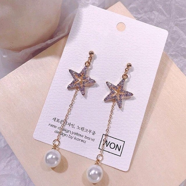 STAR JEWELRY(スタージュエリー)の◆インポートピアス◆ラス1要コメント◆キラキララインストーンスター&パールピアス レディースのアクセサリー(ピアス)の商品写真