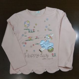 ニットプランナー(KP)の☆KP☆mimiちゃんワッペン スカラップ薄手トレーナー ピンク 130cm 美(Tシャツ/カットソー)