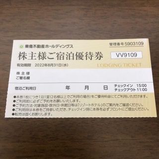 東急不動産ホールディングス★株主優待★リゾートホテル★1枚 (宿泊券)