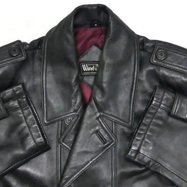 メンズ レザー Pコート M 黒 ジャケット 本革 ピーコート 本皮 アウター メンズのジャケット/アウター(ピーコート)の商品写真