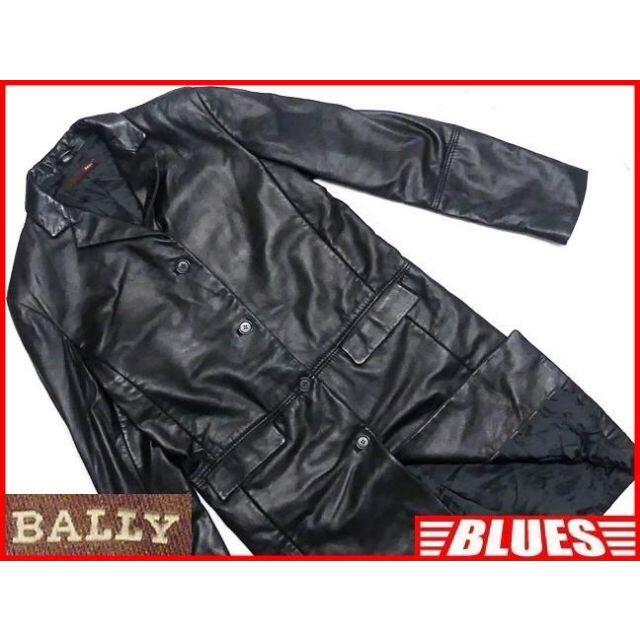 Bally(バリー)のイタリア製 バリー メンズ レザー チェスターコート M 黒 40 ジャケット レディースのジャケット/アウター(ロングコート)の商品写真