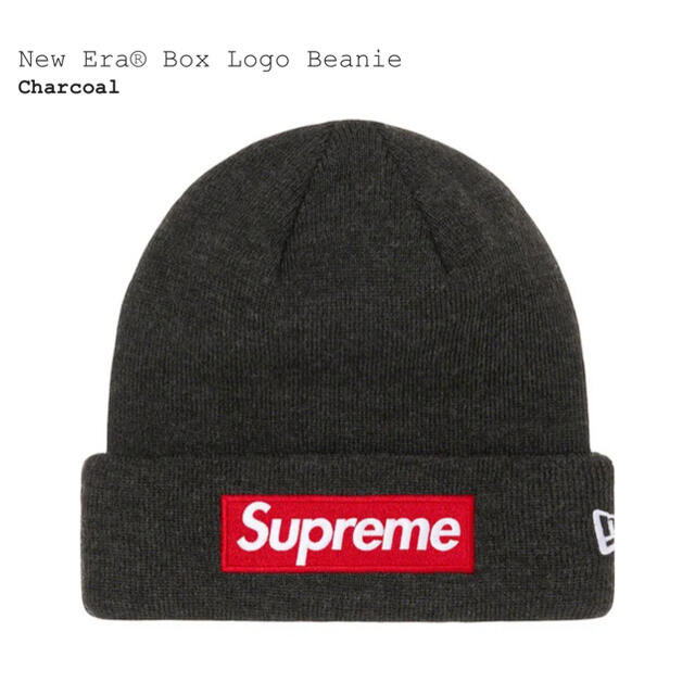 supreme New Era Box Logo Beanie charcoalニット帽/ビーニー