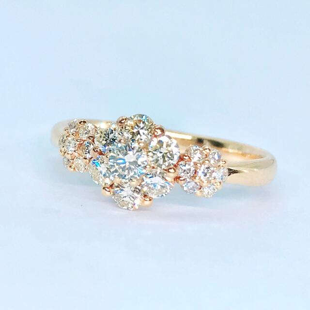 美しい♪ K18 ダイヤ　0.5ct フラワー　花　　ゴールド　リ指輪