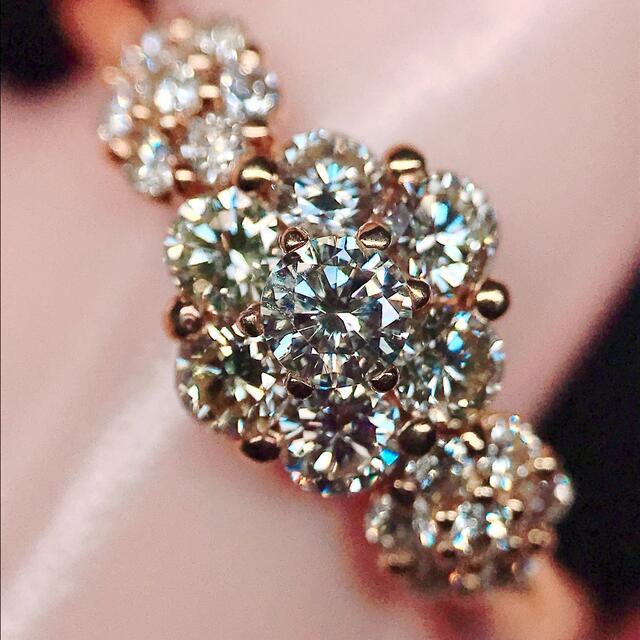 0.50ct ダイヤモンドリング K18 ダイヤ 0.5ct フラワー 花 ...