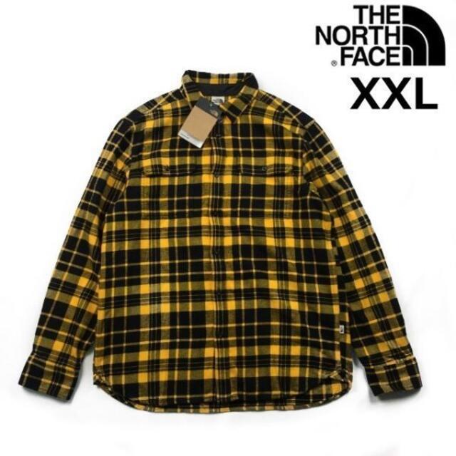 ノースフェイス ネルシャツ US限定 胸ポケット (XXL)黄 黒 180914