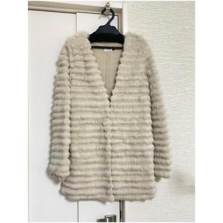 美品★ルシェルブルー フォックス　ファーコート レオパード柄 38