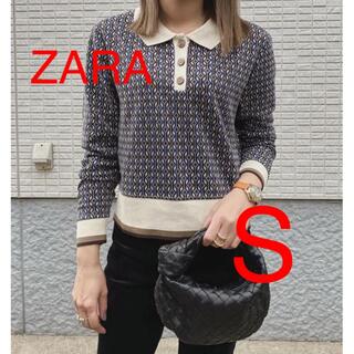 ザラ(ZARA)のZARA　ジャカードポロセーター　S　完売(ポロシャツ)