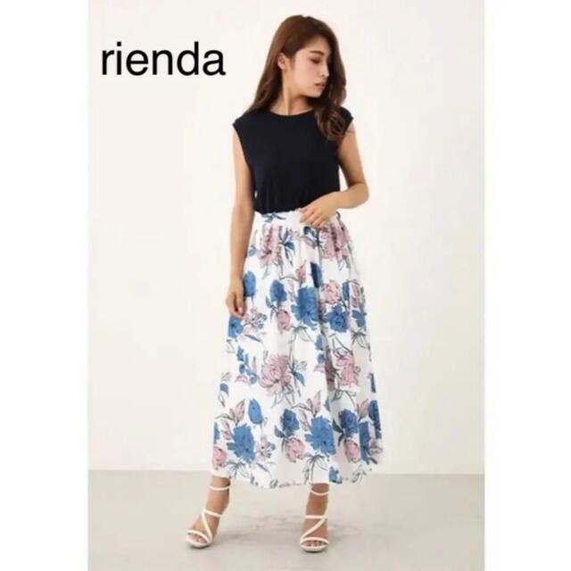 rienda(リエンダ)のrienda drawing flowerコンビワンピース レディースのワンピース(ロングワンピース/マキシワンピース)の商品写真