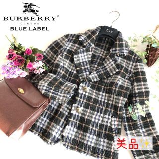 バーバリーブルーレーベル(BURBERRY BLUE LABEL)の[美品✨]バーバリーブルーレーベル ウール グレーノバチェック ジャケット 38(テーラードジャケット)