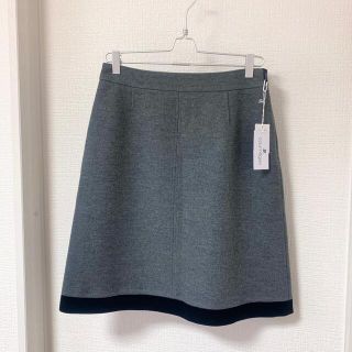 クレージュ(Courreges)のcourreges❤️美品❤️クレージュベルベットリボンウールスカートグレー40(ひざ丈スカート)