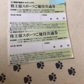2枚　東急不動産　枚数変更可能　スポーツご優待共通券　株主優待券(スキー場)