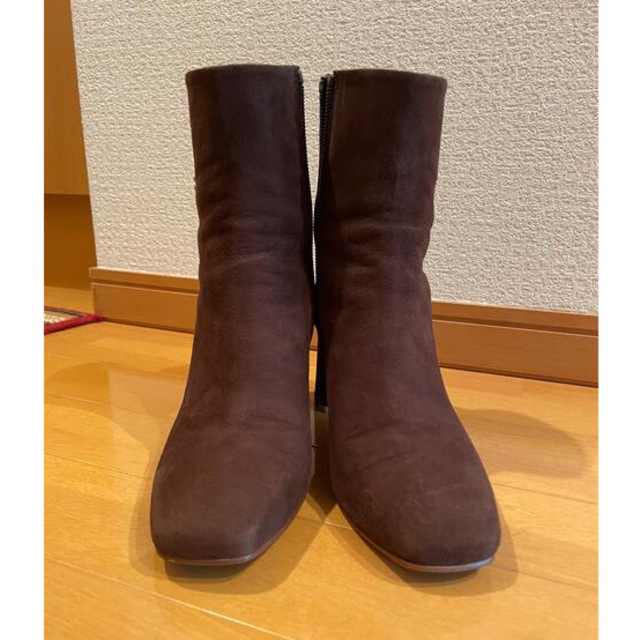 ダイアナ chay ビジュー付きショートブーツ スエード ブラウン 23.5
