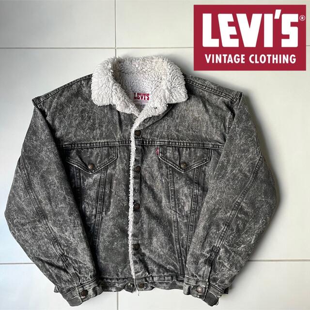 新作ウエア Levi's - 激レア　リーバイス【LEVI'S】ブラック×ケミカルウォッシュボアジャケット Gジャン/デニムジャケット
