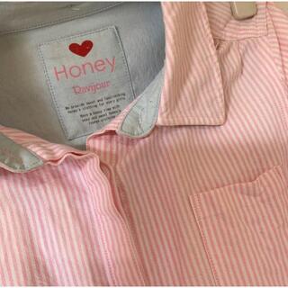 ハニーズ(HONEYS)の♡Honey♡ストライプシャツ ブラウス ロングシャツ ワオーバーサイズ (シャツ/ブラウス(長袖/七分))