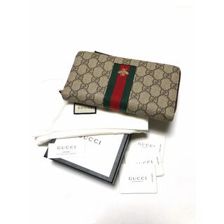 グッチ(Gucci)のGUCCI/グッチ　GGスプリーム×ビー　ラウンドファスナー　美品　正規品(長財布)