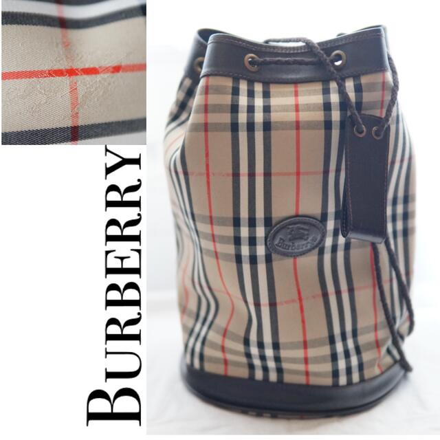 BURBERRY(バーバリー)の美品　BURBERRY　シャドーホースロゴ　ノバチェック　巾着バッグ レディースのバッグ(ショルダーバッグ)の商品写真