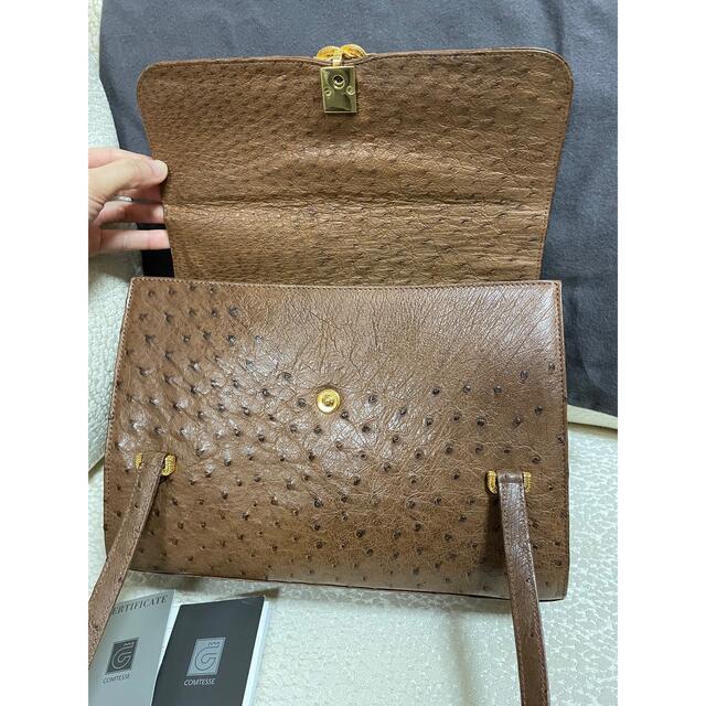 希少色】COMTESSE コンテス オーストリッチ バニティ ハンドバッグ-