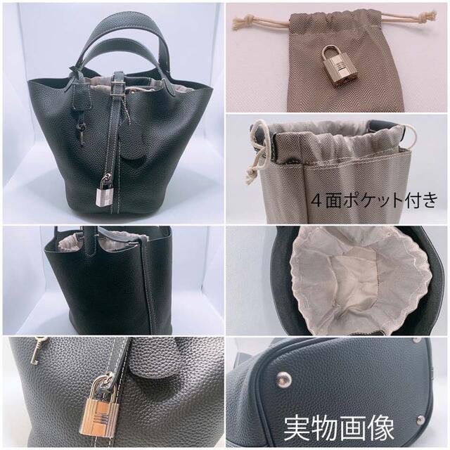 牛本革 ハンドバッグ シルバー金具 Sサイズ バケットバッグ 【ブラック