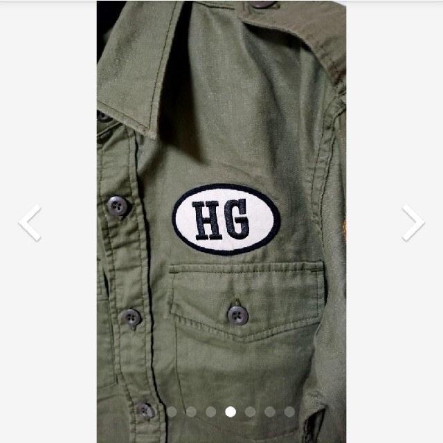 HYSTERIC GLAMOUR(ヒステリックグラマー)のリネン混ワッペン付き総柄ミリタリーシャツ メンズのトップス(シャツ)の商品写真