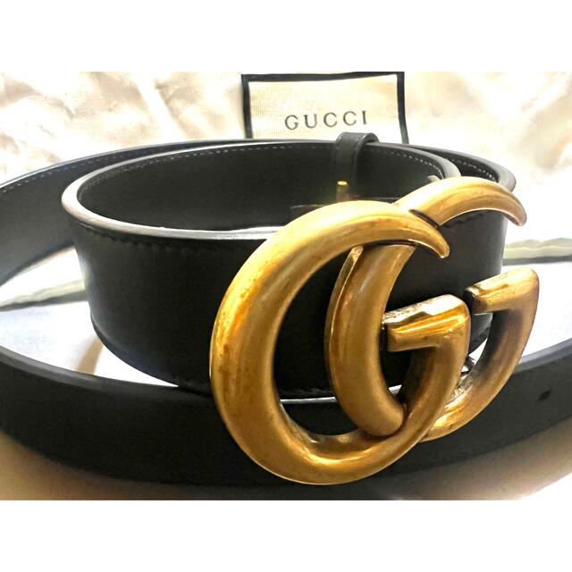 GUCCI】ダブルG ゴールド バックル レザーベルト*新品未使用-