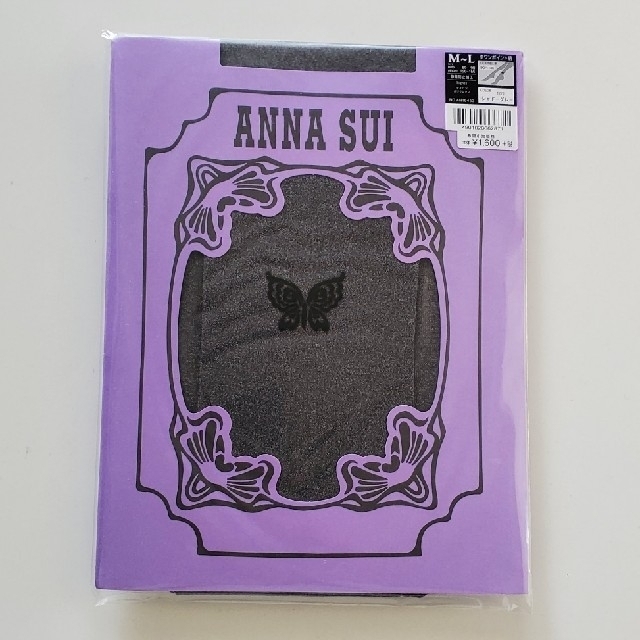 ANNA SUI(アナスイ)の半額以下！《ANNA SUI》蝶々柄タイツ　黒　M～L レディースのレッグウェア(タイツ/ストッキング)の商品写真