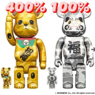 メディコムトイ(MEDICOM TOY)のBE@RBRICK BAPE 招き猫 金メッキ&達磨銀メッキ100%&400% (その他)