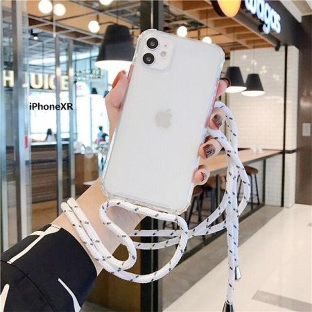 iPhoneXR ショルダー 肩掛け 白黒 ホワイト クリア 透明 スマホ/家電/カメラのスマホアクセサリー(Androidケース)の商品写真