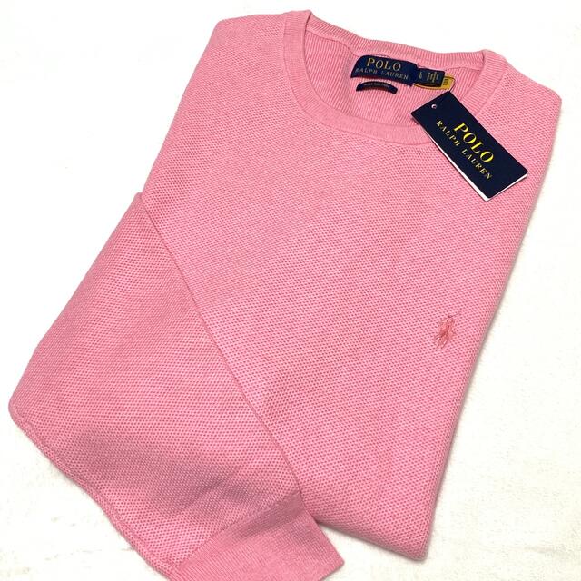 POLO RALPH LAUREN(ポロラルフローレン)のメンズL 新品 ピマコットン メッシュニット プルオーバー セーター / ピンク メンズのトップス(ニット/セーター)の商品写真