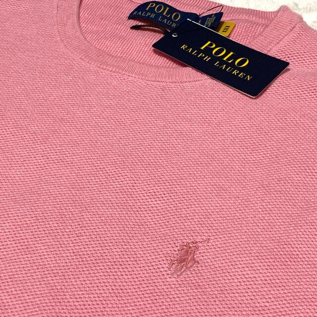 POLO RALPH LAUREN(ポロラルフローレン)のメンズL 新品 ピマコットン メッシュニット プルオーバー セーター / ピンク メンズのトップス(ニット/セーター)の商品写真