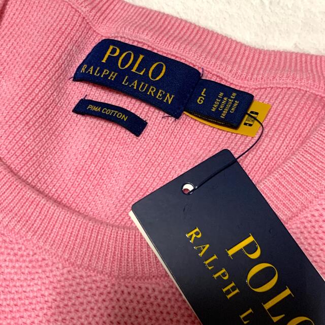 POLO RALPH LAUREN(ポロラルフローレン)のメンズL 新品 ピマコットン メッシュニット プルオーバー セーター / ピンク メンズのトップス(ニット/セーター)の商品写真