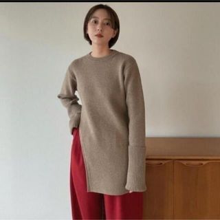 ステュディオス(STUDIOUS)の新品タグ付きCLANE☆ SLANT CUT KNIT TOPSサイズ1ベージュ(ニット/セーター)