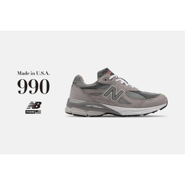 New Balance(ニューバランス)のnew balance M990 v3 GY3 27.5 新品未使用 メンズの靴/シューズ(スニーカー)の商品写真