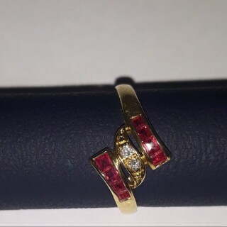 K18ルビーとダイヤモンドの指輪 イエローゴールドリング(リング(指輪))