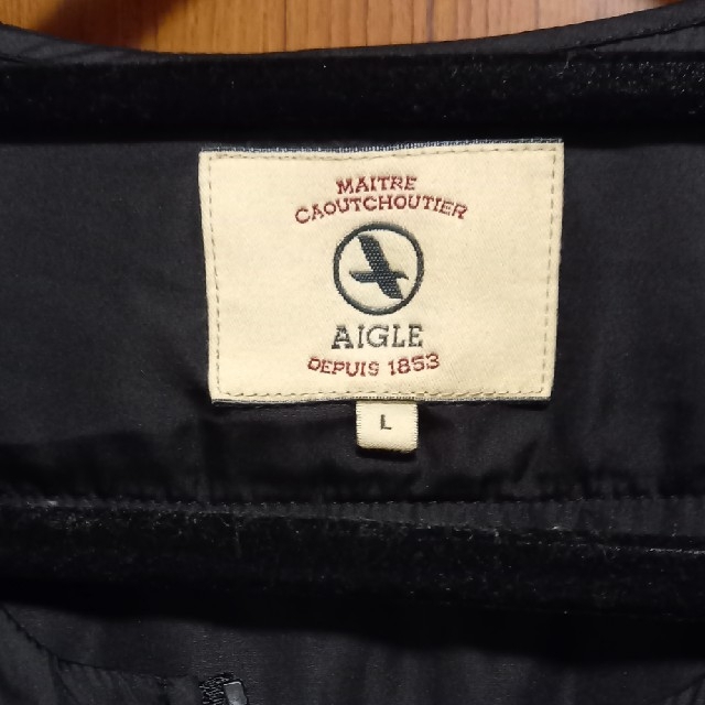 AIGLE ノーカラージャケットLサイズ★美品★旧ロゴ希少