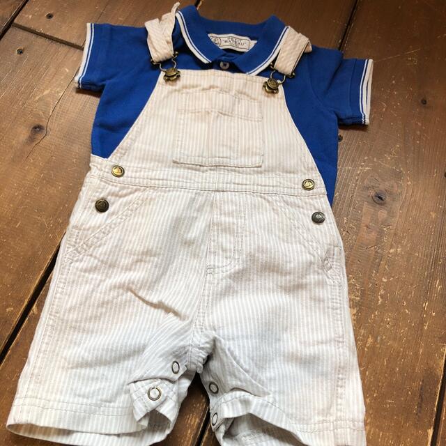 PETIT BATEAU(プチバトー)のプチバトー　ポロシャツ　オーバーオール　短パン キッズ/ベビー/マタニティのベビー服(~85cm)(ロンパース)の商品写真