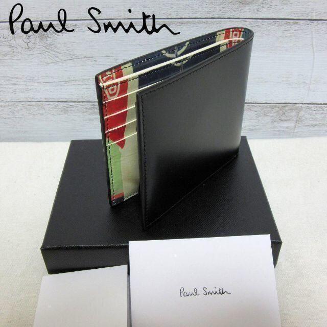 新品箱入 Paul Smith 牛革レザー 二つ折り財布 フォト ウォレット縦95cm横11cm生産国