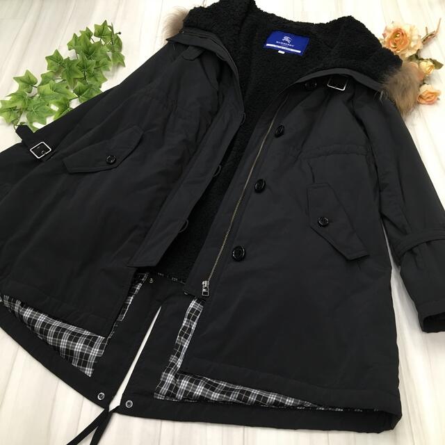 バーバリーブルーレーベル 黒 コート ジャケット ブルゾン 裏ボア バーバリーブルーレーベル 黒 コート ジャケット ブルゾン 裏ボア