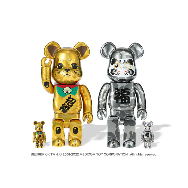 A BATHING APE(アベイシングエイプ)のBE@RBRICK BAPE 招き猫 & 達磨 100% & 400% セット ハンドメイドのおもちゃ(フィギュア)の商品写真