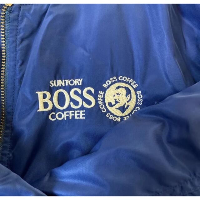 超美品　SUNTORY BOSS  サントリー ボス ボスジャン　刺繍ロゴ　紺色