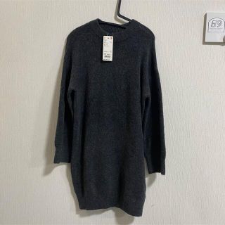 ユニクロ(UNIQLO)の新品！UNIQLO 140 スフレヤーンワンピース　濃グレー(ワンピース)