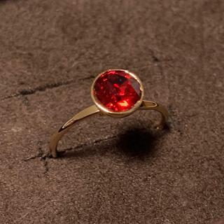 スワロフスキー(SWAROVSKI)の新品スワロフスキー丸型フリーリング指輪ハンドメイドスカーレット赤(リング(指輪))