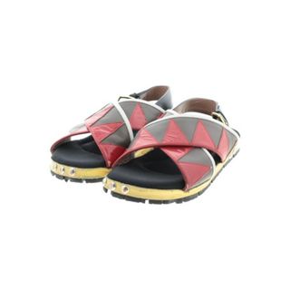 マルニ(Marni)のMARNI マルニ サンダル 36(22.5cm位) グレー系x赤x黒 【古着】【中古】(サンダル)