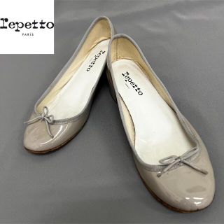 レペット(repetto)のRepetto レペット エナメル ヒール リボンパンプス グレージュ 39.5(ハイヒール/パンプス)