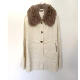 新品❤レッセパッセFoxファー付きケーブル編みケープ コート