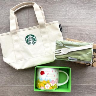 スターバックスコーヒー(Starbucks Coffee)の【新品】スターバックス 福袋　トートバッグ マグカップ　フォーク&ちりめん(ノベルティグッズ)