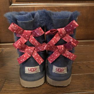 アグ(UGG)のUGG ムートンブーツ　ベイリーボウキッズ　21cm ネイビー(ブーツ)