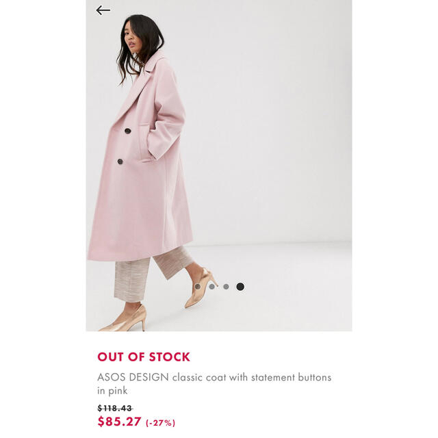 asos classic coat pink US 14 size 3