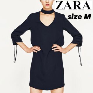 ザラ(ZARA)のZARA ザラ ネイビーブルー チョーカー ワンピース(ミニワンピース)