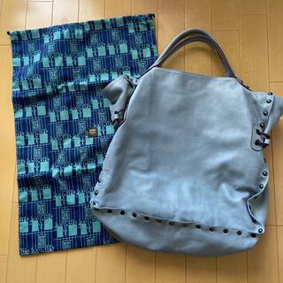 【美品/ほぼ新品】JAMIN PUECH 水色革製2wayトートバック 保存袋付