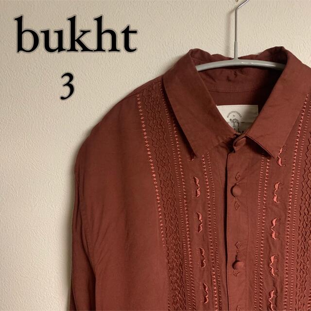 【希少】bukht ブフト 刺繍 装飾 シャツ バーガンディ 民族